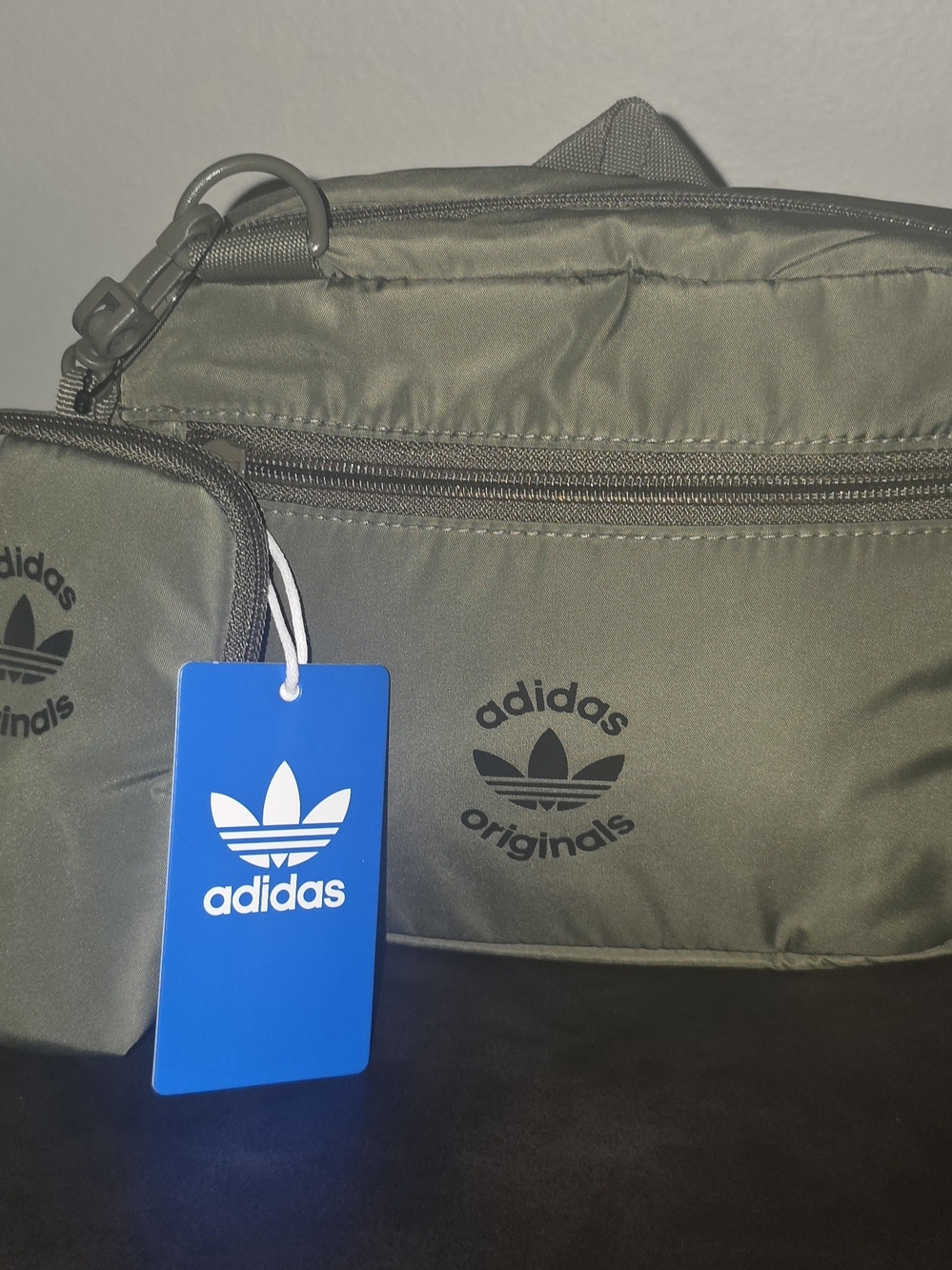 New Adidas Originals Olive Green Puffer & Pouch Crossbody